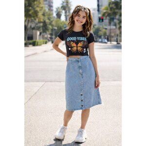 Union Bay Denim Midi Skirt Sz 16 Light Wash Y2K 2000s True Vintage Modest